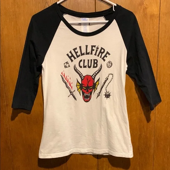 Women’s Stranger Things Hellfire Club 3/4 Baseball Tee - Picture 2 of 7